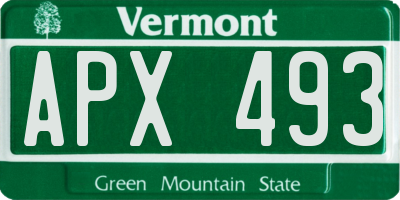 VT license plate APX493