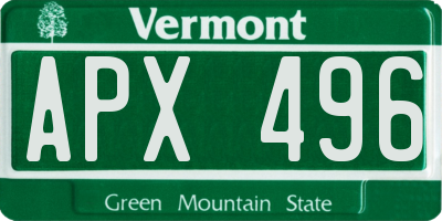 VT license plate APX496