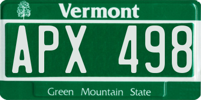 VT license plate APX498