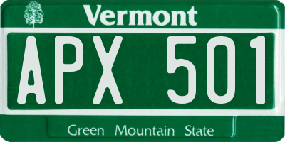 VT license plate APX501