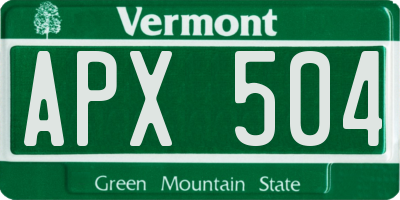 VT license plate APX504