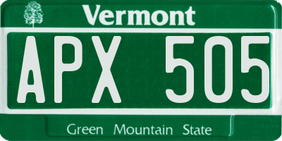 VT license plate APX505