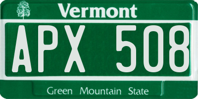 VT license plate APX508