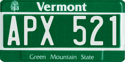 VT license plate APX521