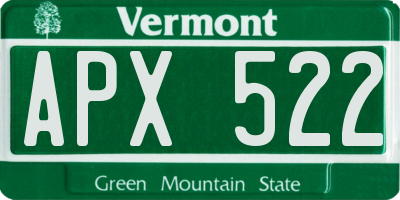 VT license plate APX522