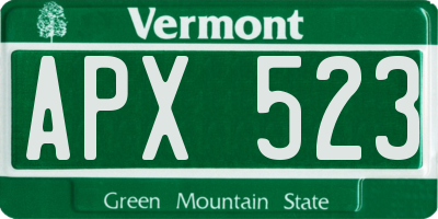 VT license plate APX523