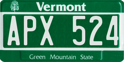 VT license plate APX524