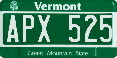 VT license plate APX525