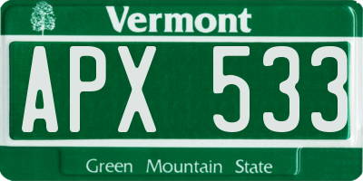VT license plate APX533