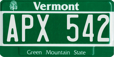 VT license plate APX542