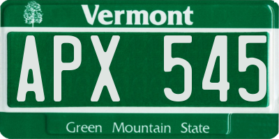 VT license plate APX545