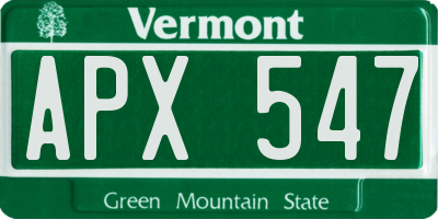 VT license plate APX547