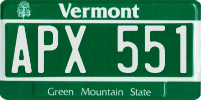 VT license plate APX551
