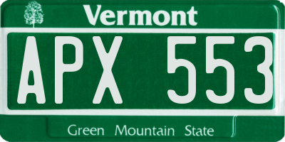 VT license plate APX553