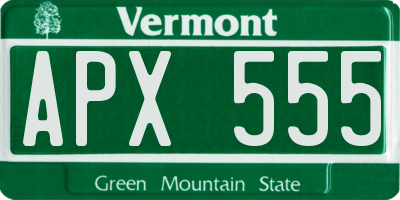 VT license plate APX555