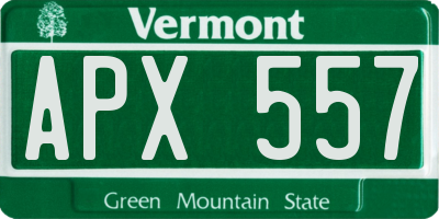 VT license plate APX557