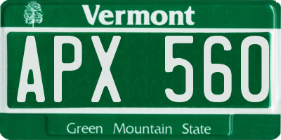 VT license plate APX560