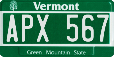 VT license plate APX567