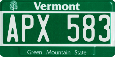 VT license plate APX583