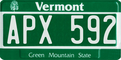 VT license plate APX592