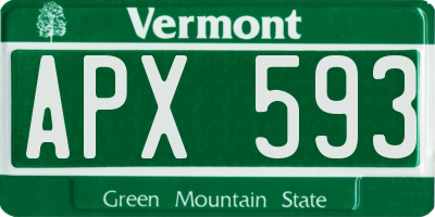 VT license plate APX593