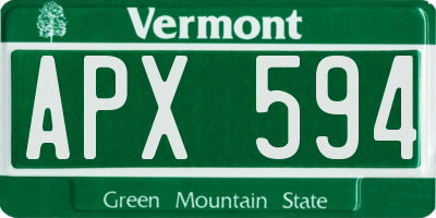 VT license plate APX594