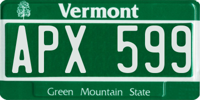 VT license plate APX599