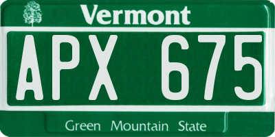 VT license plate APX675