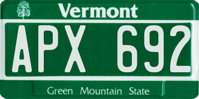 VT license plate APX692