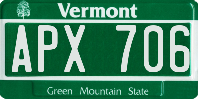 VT license plate APX706