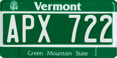 VT license plate APX722