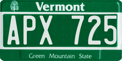 VT license plate APX725