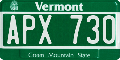 VT license plate APX730