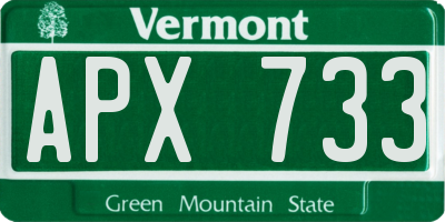 VT license plate APX733