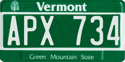 VT license plate APX734