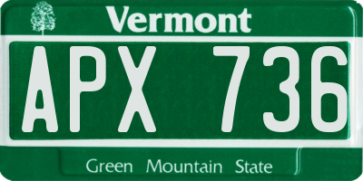 VT license plate APX736