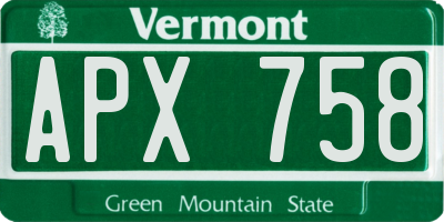 VT license plate APX758