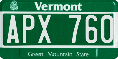 VT license plate APX760