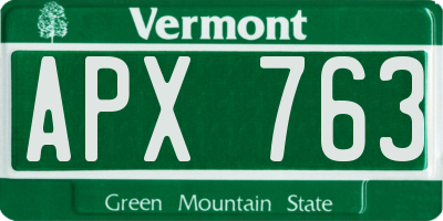 VT license plate APX763