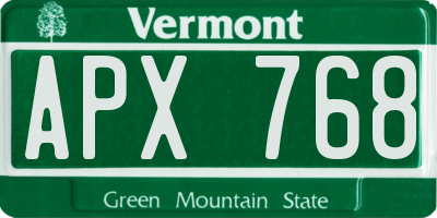 VT license plate APX768