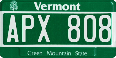VT license plate APX808