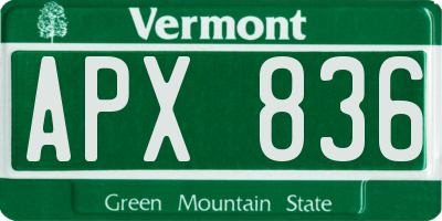 VT license plate APX836