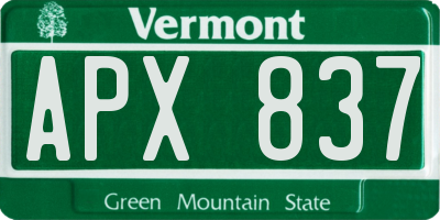 VT license plate APX837