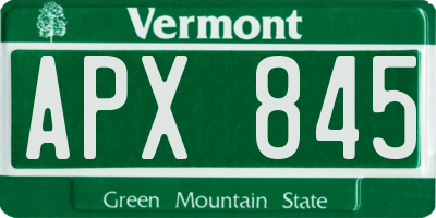 VT license plate APX845