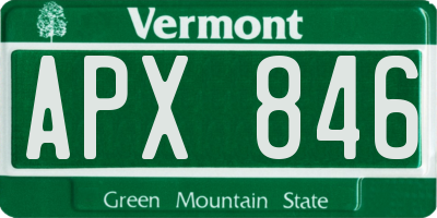 VT license plate APX846