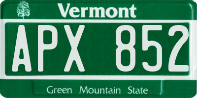 VT license plate APX852