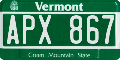 VT license plate APX867
