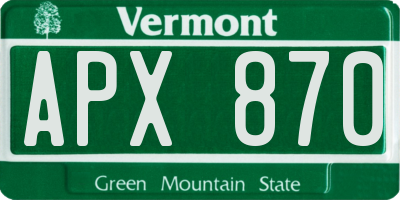 VT license plate APX870