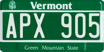 VT license plate APX905