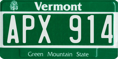 VT license plate APX914